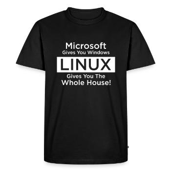 Linux gives you the whole house - Men's Premium Organic T-Shirt - black - Front - Nico (187cm)