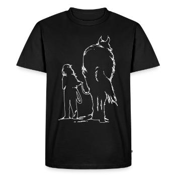 Girl with Horse Pferd - Men's Premium Organic T-Shirt - black - Front - Nico (187cm)