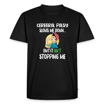 Infani rie paralysés CP Combattants Cerebralparese - T-shirt Premium bio Homme - noir - Devant - Nico (187cm)