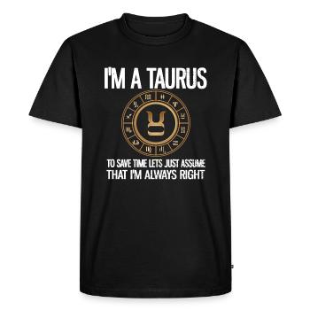 Signes du zodiaque taureau Horoscope Signes du zodiaque - T-shirt Premium bio Homme - noir - Devant - Nico (187cm)