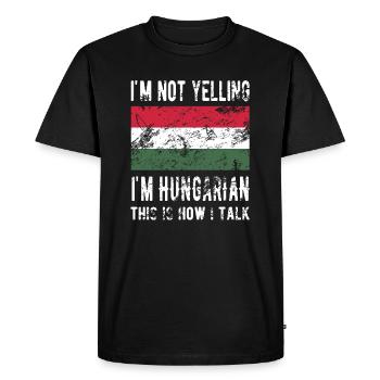Proud Hungarian Hungary Origin Hungarian flag - Men's Premium Organic T-Shirt - black - Front - Nico (187cm)