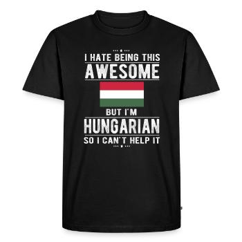 Proud Hungarian Hungary Flag Hungarian origin - Men's Premium Organic T-Shirt - black - Front - Nico (187cm)