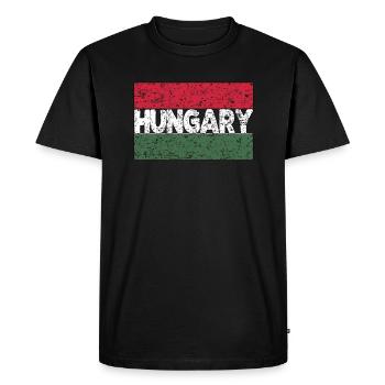 Proud Hungarian Hungary Flag Hungarian roots - Men's Premium Organic T-Shirt - black - Front - Nico (187cm)
