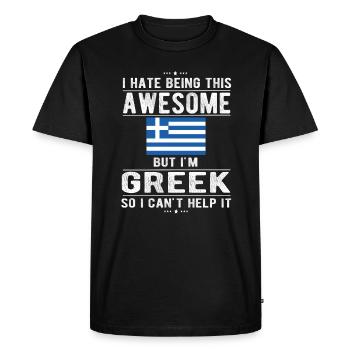 Greek Greece Flag Greek origin - Men's Premium Organic T-Shirt - black - Front - Nico (187cm)