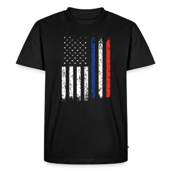 Moitié Français Moitié Américain USA France - T-shirt Premium bio Homme - noir - Devant - Nico (187cm)