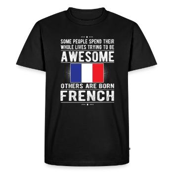 Français France Drapeau Français origine - T-shirt Premium bio Homme - noir - Devant - Nico (187cm)