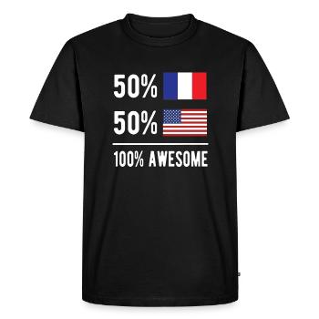 Moitié Français Moitié Américain Usa France - T-shirt Premium bio Homme - noir - Devant - Nico (187cm)