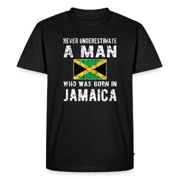 Proud Jamaican Jamaican Flag - Men's Premium Organic T-Shirt - black - Front - Nico (187cm)