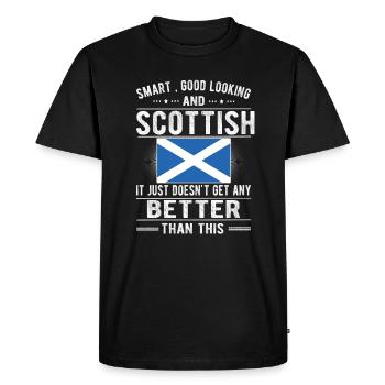 Fier Ecossais Ecosse d’origine écossaise - T-shirt Premium bio Homme - noir - Devant - Nico (187cm)