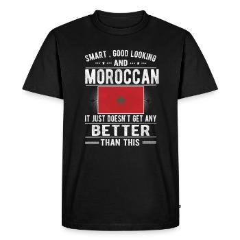 Moroccan Morocco Flag Moroccan origin - Men's Premium Organic T-Shirt - black - Front - Nico (187cm)