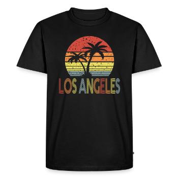 Los Angeles Retro Sun 01 - T-shirt Premium bio Homme - noir - Devant - Nico (187cm)