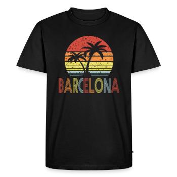 Barcelona Retro sun 01 - Men's Premium Organic T-Shirt - black - Front - Nico (187cm)