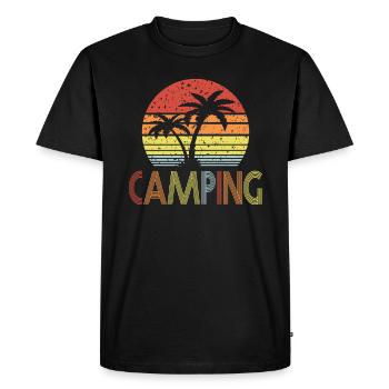 Camping Rétro soleil 01 - T-shirt Premium bio Homme - noir - Devant - Nico (187cm)