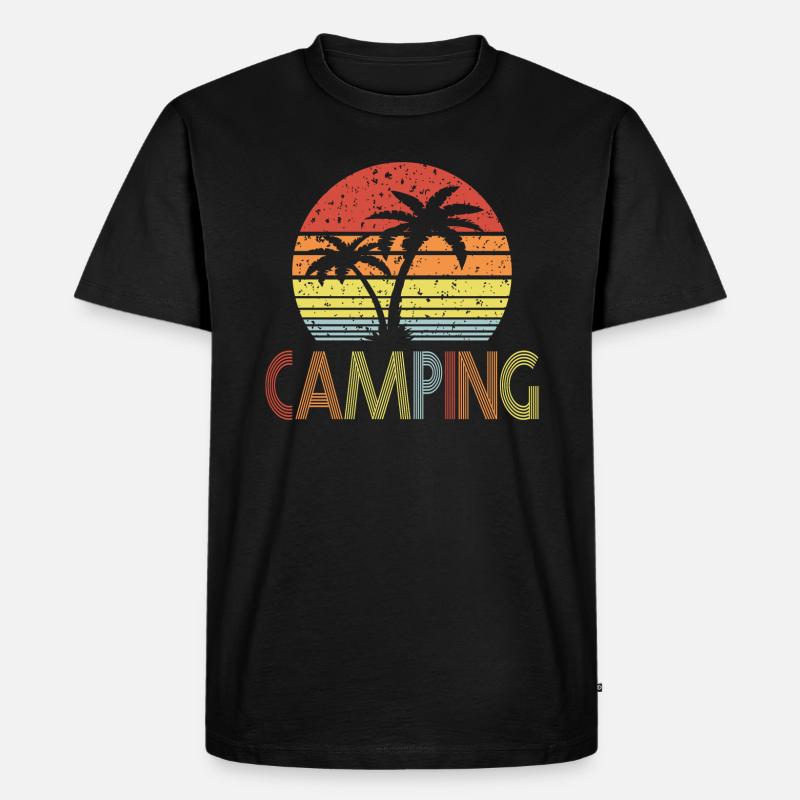 Camping Retro sonne 01 - Männer Premium Bio T-Shirt - Schwarz