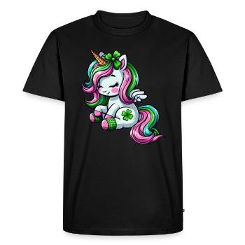 Conception de célébration de la licorne de la Saint-Patrick - T-shirt Premium bio Homme - noir - Devant - Nico (187cm)