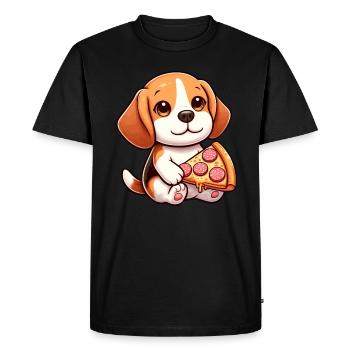 Beagle Dog Salami Pizza Indulgence - Men's Premium Organic T-Shirt - black - Front - Nico (187cm)