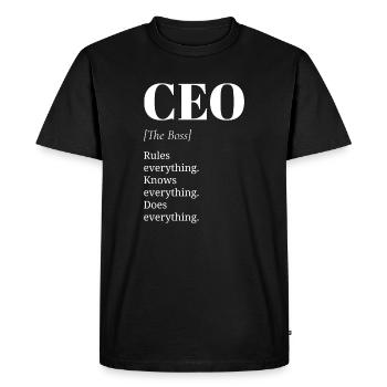 CEO - Men's Premium Organic T-Shirt - black - Front - Nico (187cm)