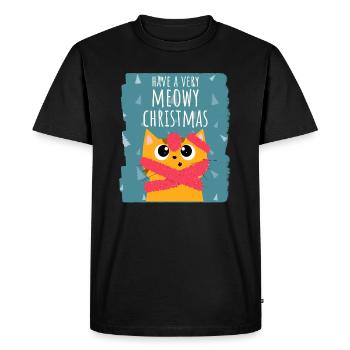 Meowy Christmas - Men's Premium Organic T-Shirt - black - Front - Nico (187cm)
