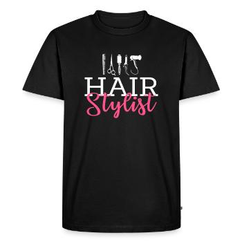 Coiffeur coiffeur - T-shirt Premium bio Homme - noir - Devant - Nico (187cm)