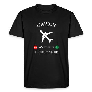 t shirt avion m'appelle humour pilote avion homme - T-shirt Premium bio Homme - noir - Devant - Nico (187cm)