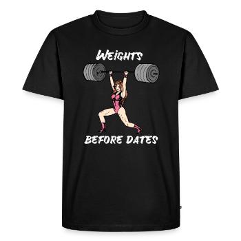 Weights Before Dates Weightlifting Gym Strong Woman - Men's Premium Organic T-Shirt - black - Front - Nico (187cm)