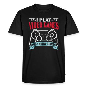 Je joue aux jeux vidéo - T-shirt Premium bio Homme - noir - Devant - Nico (187cm)