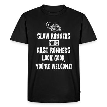 Les coureurs lents donnent une belle apparence aux coureurs rapides - T-shirt Premium bio Homme - noir - Devant - Nico (187cm)