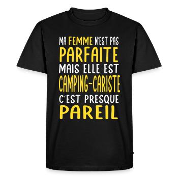 Ma femme pas parfaite mais est camping-cariste - T-shirt Premium bio Homme - noir - Devant - Nico (187cm)