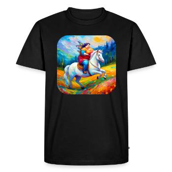 Mignon Grosse Moppel Fée avec Licorne - T-shirt Premium bio Homme - noir - Devant - Nico (187cm)