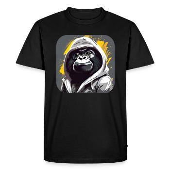 Gorille cool avec sweat à capuche - T-shirt Premium bio Homme - noir - Devant - Nico (187cm)