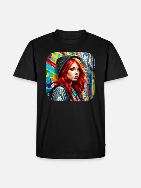 Cooles irisches rothaariges Mädchen - Männer Premium Bio T-Shirt - Schwarz