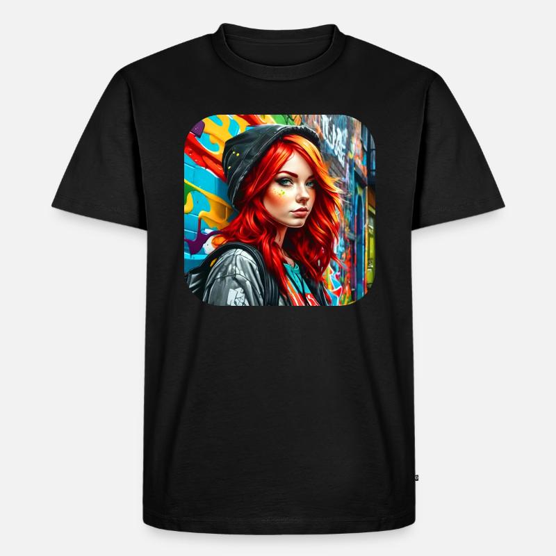 Cooles irisches rothaariges Mädchen - Männer Premium Bio T-Shirt - Schwarz