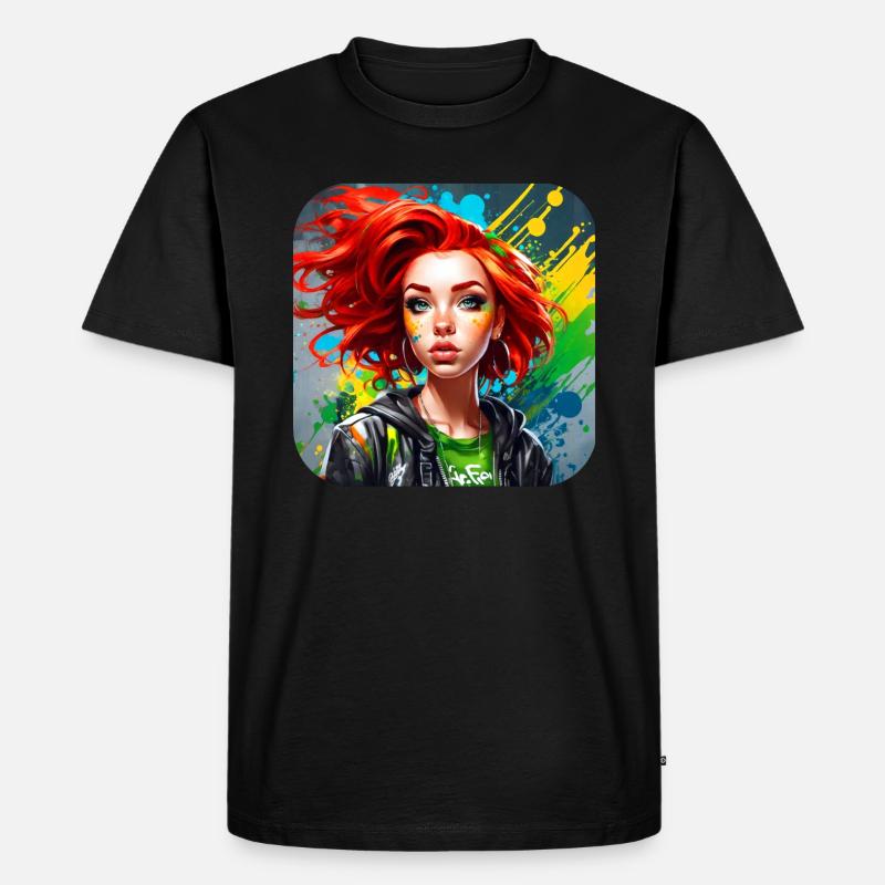 Cooles irisches rothaariges Mädchen - Männer Premium Bio T-Shirt - Schwarz