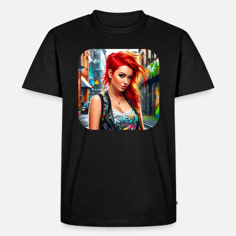 Cooles irisches rothaariges Mädchen - Männer Premium Bio T-Shirt - Schwarz