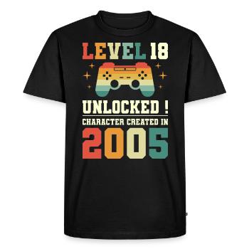 Niveau 18 Anniversaire Gamer 18 Ans - T-shirt Premium bio Homme - noir - Devant - Nico (187cm)
