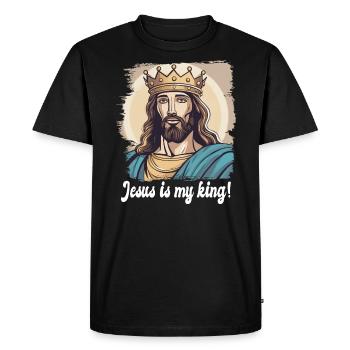 Jésus est mon roi Jésus Paroles - T-shirt Premium bio Homme - noir - Devant - Nico (187cm)