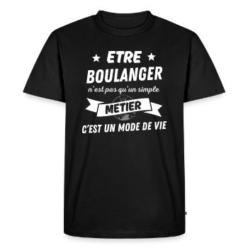 Etre boulanger pas simple metier un mode de vie - T-shirt Premium bio Homme - noir - Devant - Nico (187cm)