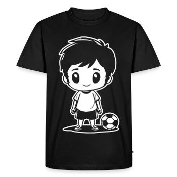 Dessin de garçon de football - T-shirt Premium bio Homme - noir - Devant - Nico (187cm)