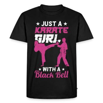 Karaté fille avec ceinture noire - T-shirt Premium bio Homme - noir - Devant - Nico (187cm)