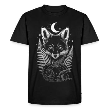 Mystical Fox with Pumpkin - Night in the Autumn Forest - Men's Premium Organic T-Shirt - black - Front - Nico (187cm)