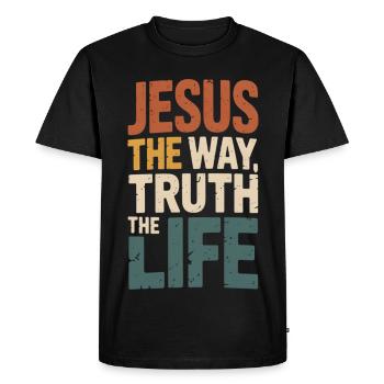 Jésus Le Chemin La Vérité La Vie - T-shirt Premium bio Homme - noir - Devant - Nico (187cm)