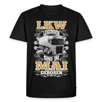 Anniversaire du chauffeur routier : mai - T-shirt Premium bio Homme - noir - Devant - Nico (187cm)