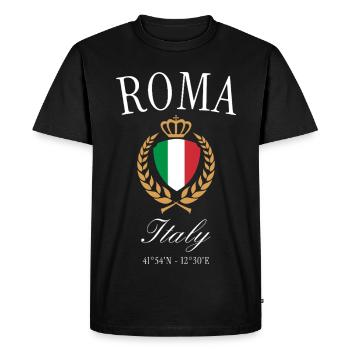 Couronne aux armoiries de Rome, Italie – Souvenir de voyage - T-shirt Premium bio Homme - noir - Devant - Nico (187cm)