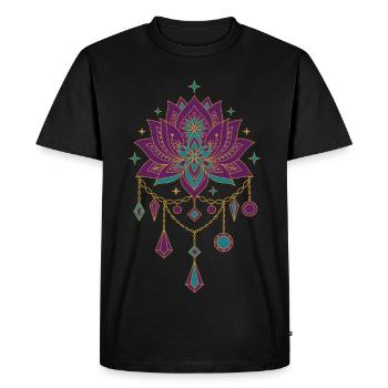Spirituality Meditation Sacred Geometry Lotus - Men's Premium Organic T-Shirt - black - Front - Nico (187cm)