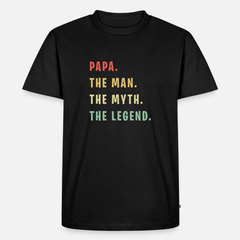 Papa Man Myth Legend - Männer Premium Bio T-Shirt - Schwarz