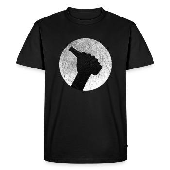 Bière en bouteille dans la main lune bière - T-shirt Premium bio Homme - noir - Devant - Nico (187cm)