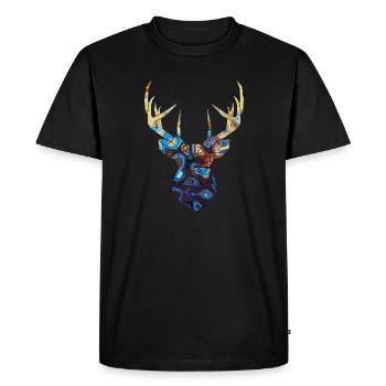 Deer mosaic - Men's Premium Organic T-Shirt - black - Front - Nico (187cm)