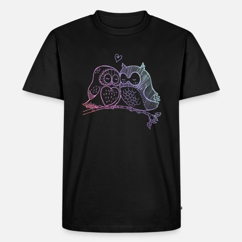 Verliebte Eulen - Männer Premium Bio T-Shirt - Schwarz