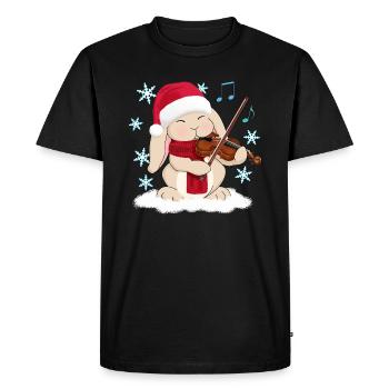 Cute Violin Player Rabbit for Christmas Parties - Men's Premium Organic T-Shirt - black - Front - Nico (187cm)