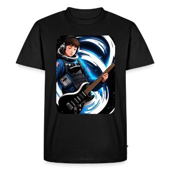 Un astronaute s’élance dans l’espace - T-shirt Premium bio Homme - noir - Devant - Nico (187cm)